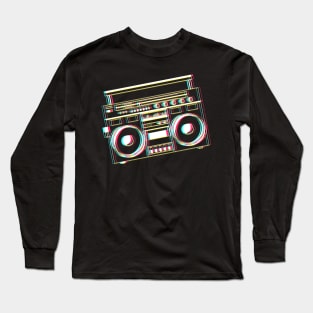 Boombox Ghetto Blaster Glitch Long Sleeve T-Shirt